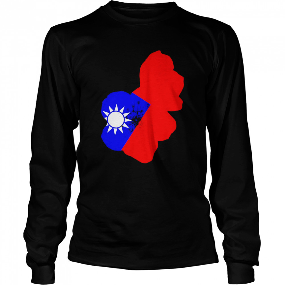 Taiwan Flag Plum Blossom Taiwan Support  Long Sleeved T-shirt