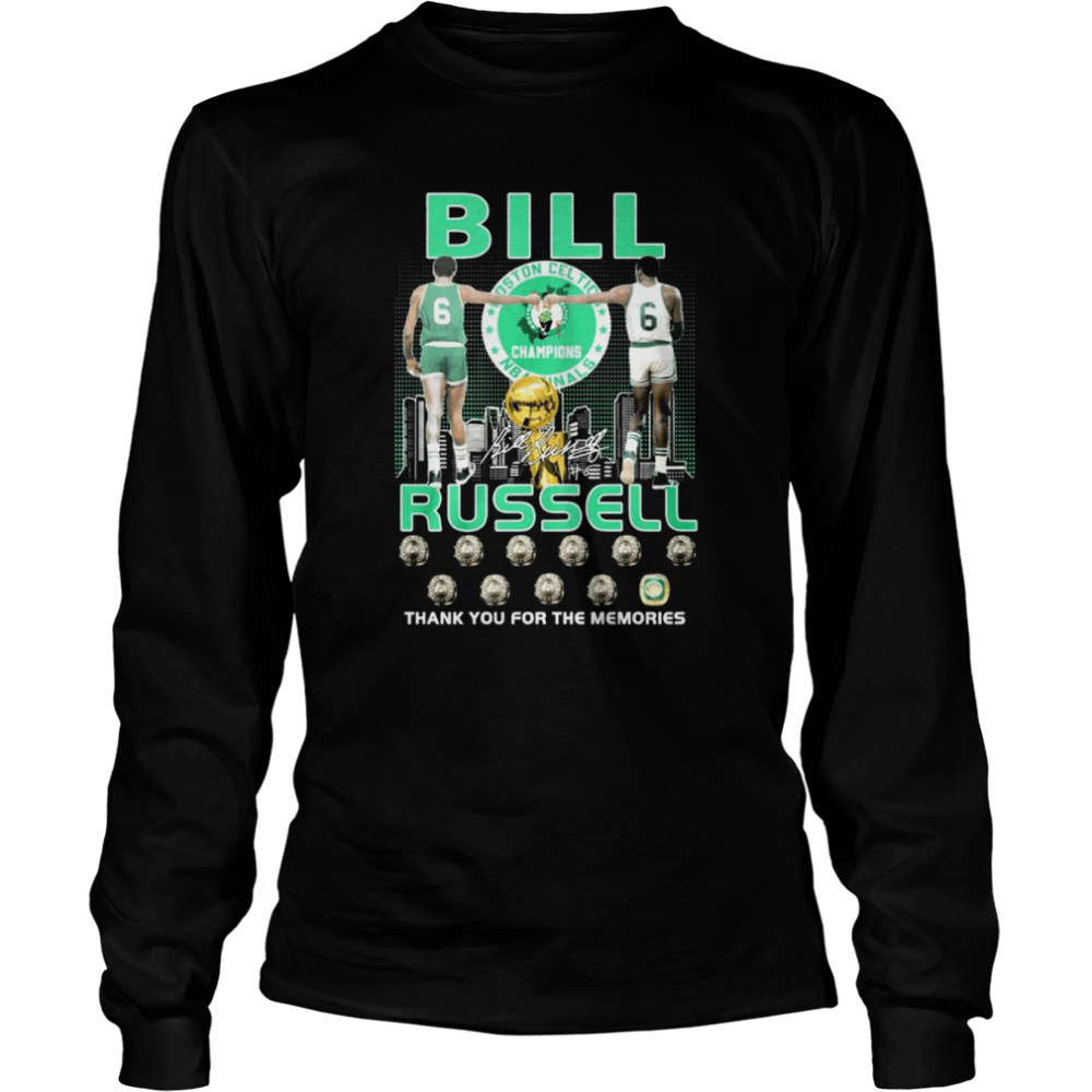 Bill Russell Boston Celtics NBA Finals Champions thank you for the memories signature shirt Long Sleeved T-shirt