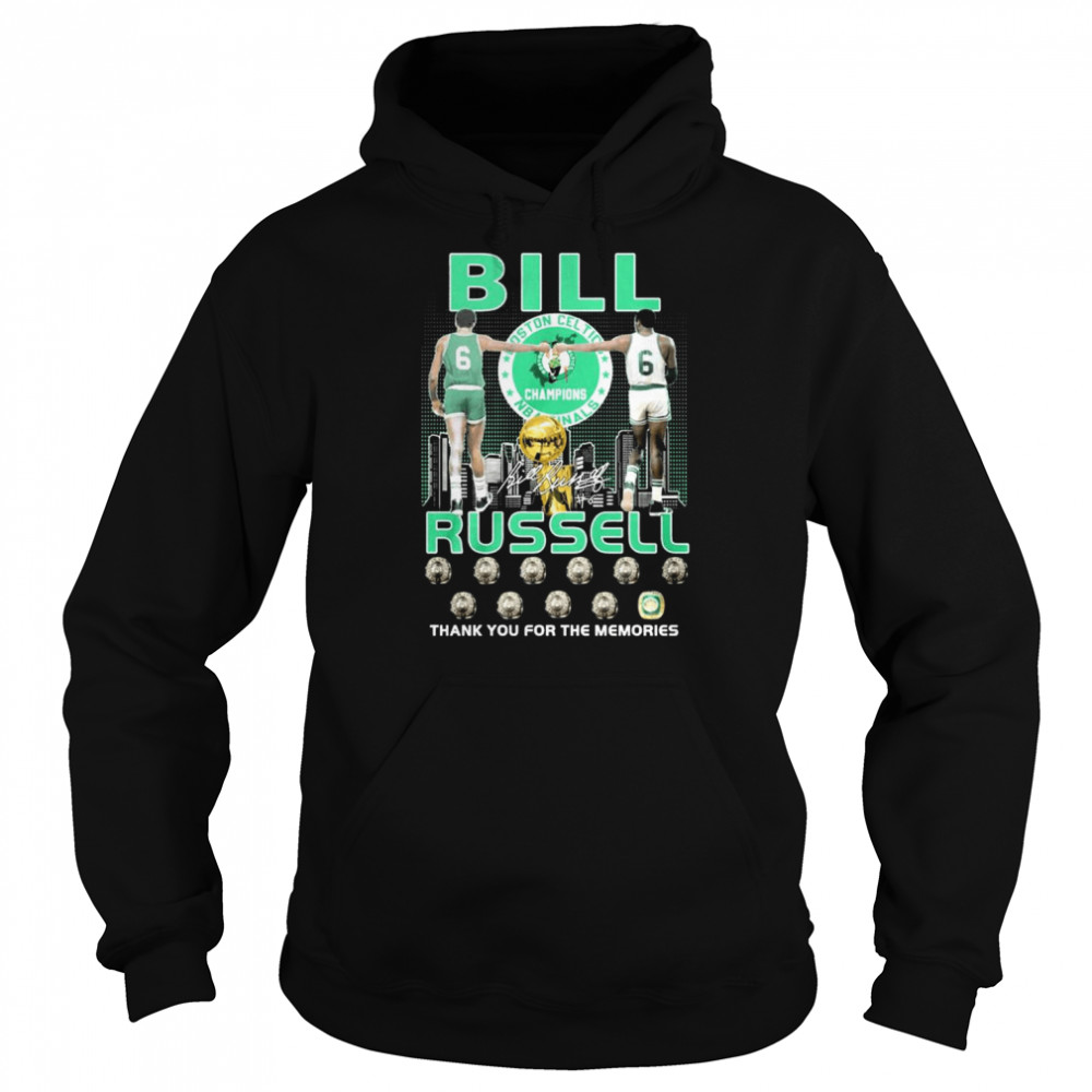 Bill Russell Boston Celtics NBA Finals Champions thank you for the memories signature shirt Unisex Hoodie