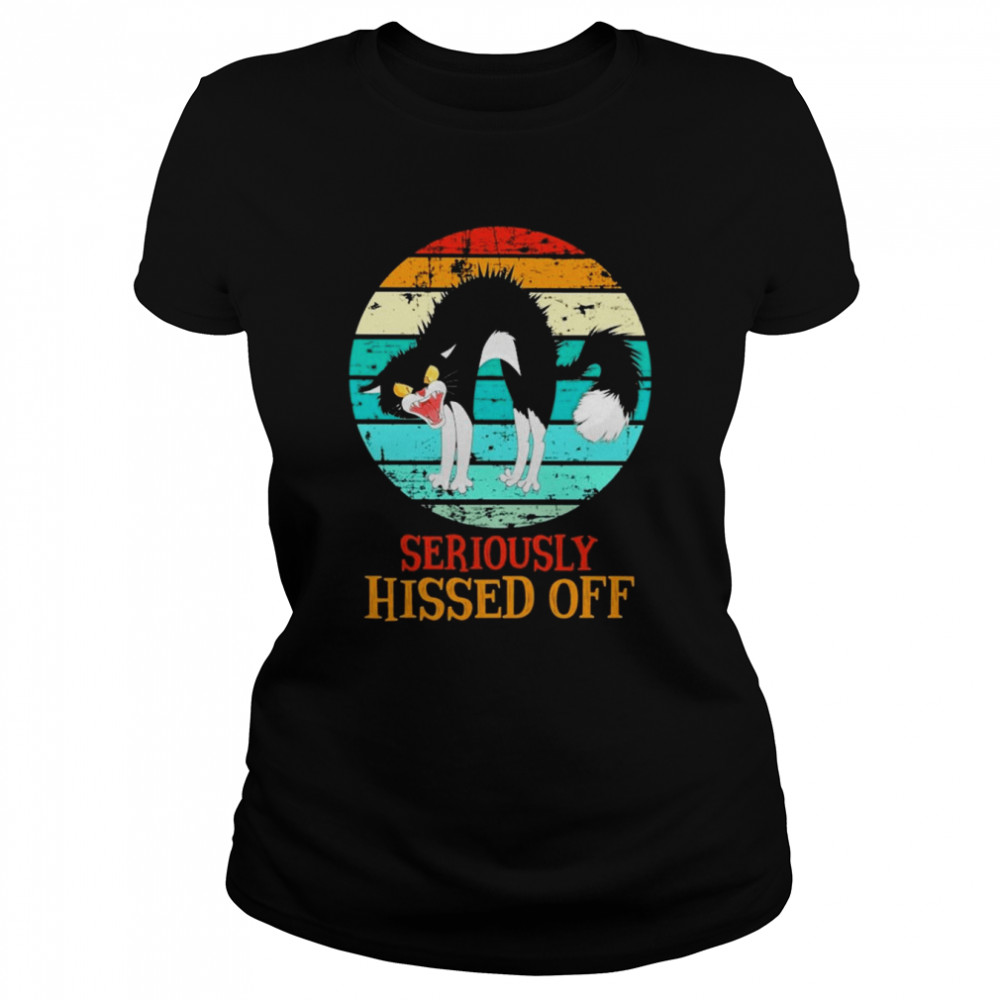 Black Cat Seriously hissed off retro vintage shirt Classic Women's T-shirt