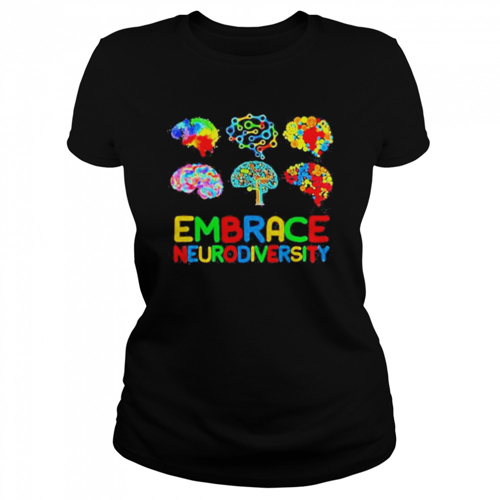 Embrace Neurodiversity ADHD Autism Awareness Brain Support  Classic Women's T-shirt