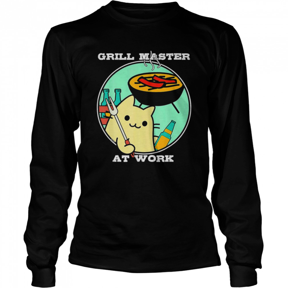 Grill BBQ Camping Master Chef Working Cat T- Long Sleeved T-shirt