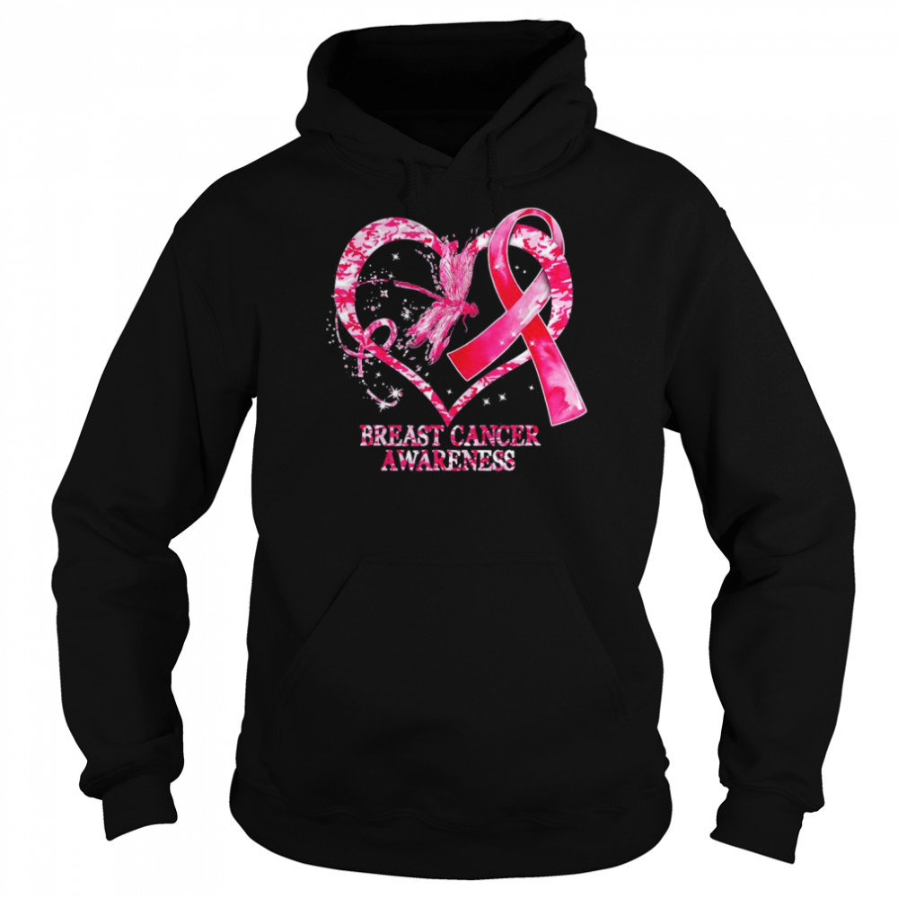 In October We Wear Pink Breast Cancer Awareness Dragonfly T- Unisex Hoodie