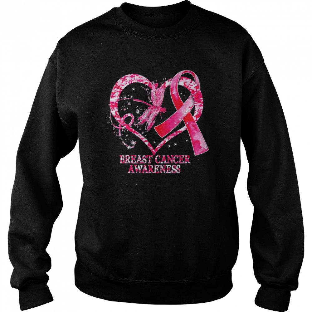 In October We Wear Pink Breast Cancer Awareness Dragonfly T- Unisex Sweatshirt