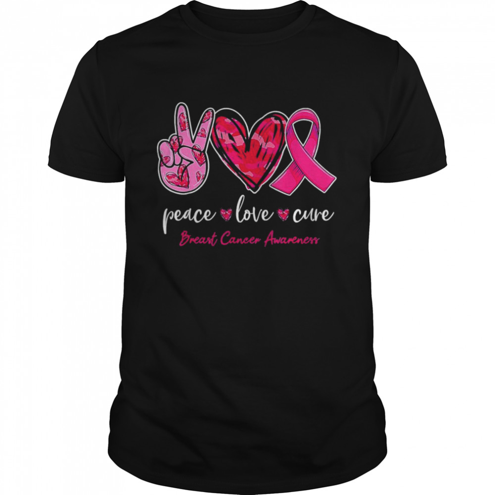 Peace Love Cure Pink Ribbon Cancer Breast Awareness Month T- Classic Men's T-shirt