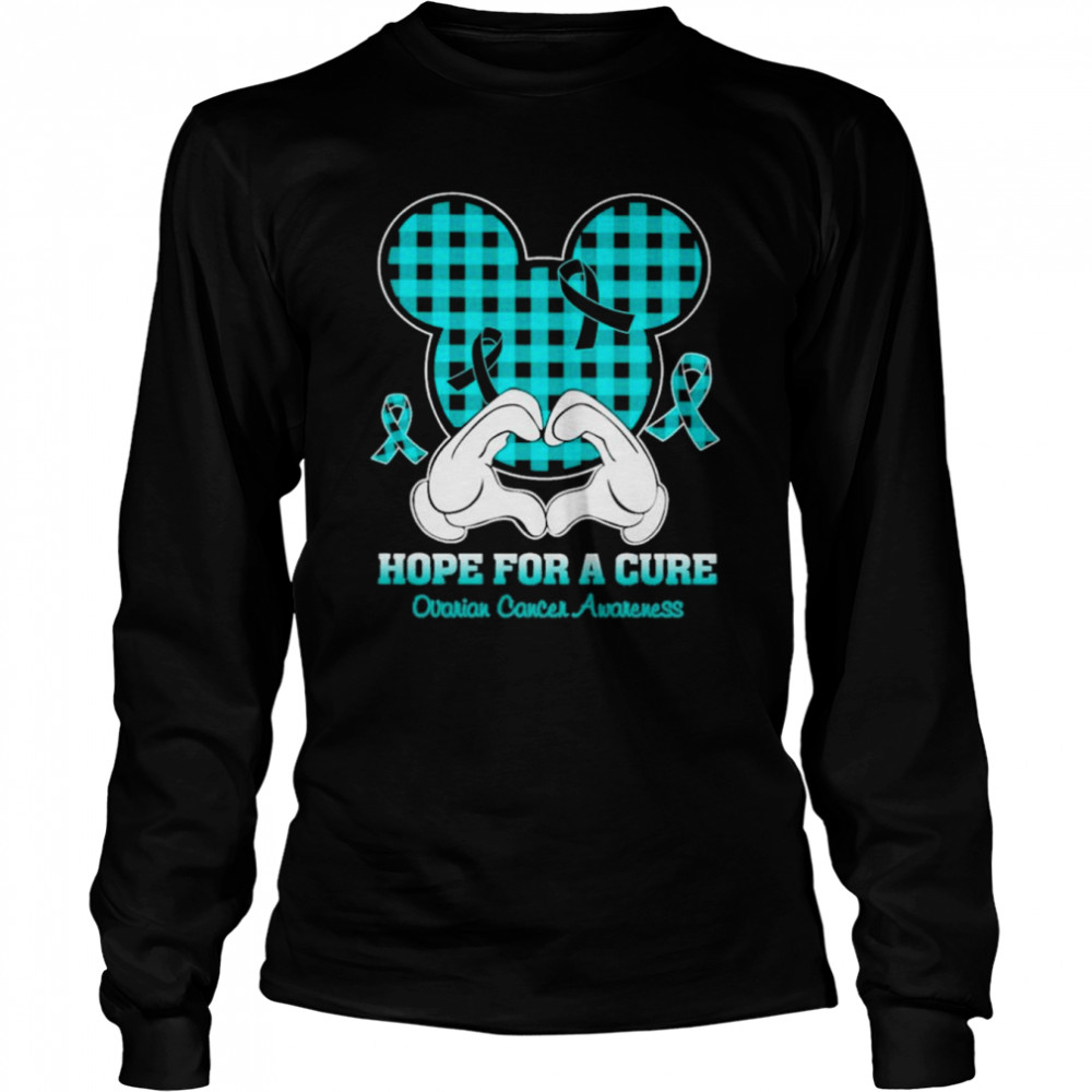Mickey mouse Hope for a Cure Ovarian Cancer Awareness shirt Long Sleeved T-shirt