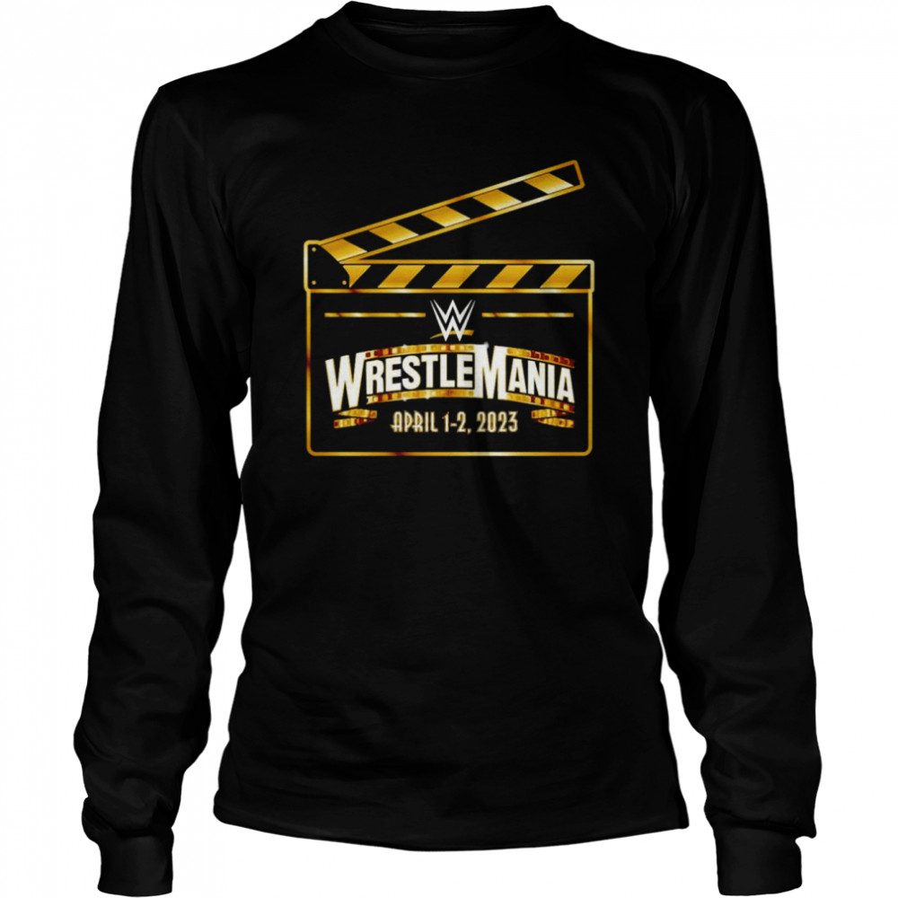 Men's Black WrestleMania 39 Clapboard T-Shirt