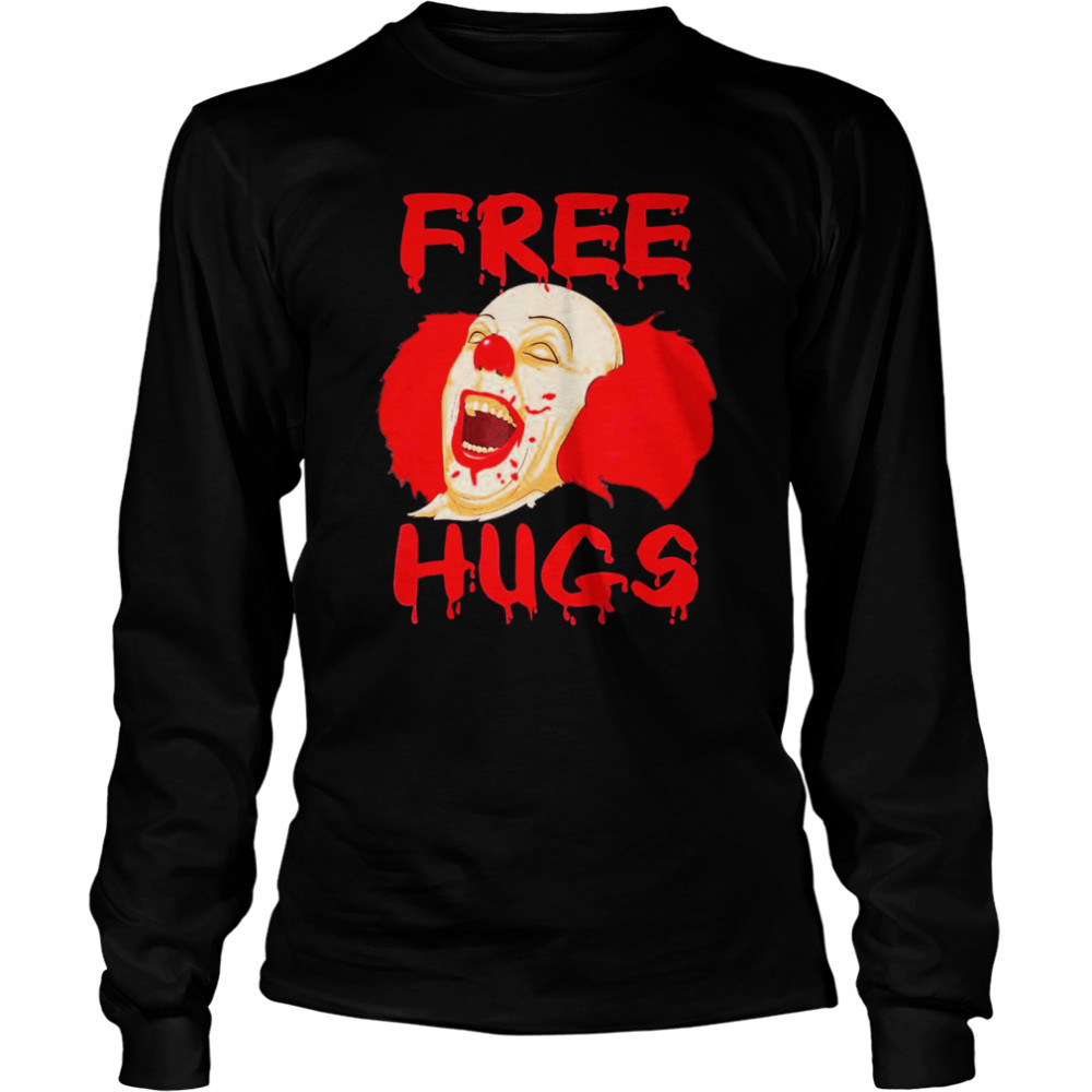 free hugs halloween evil killer scary clown horror t long sleeved t shirt