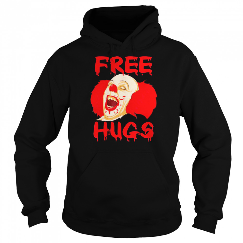 Free Hugs Halloween Evil Killer Scary Clown Horror T- Unisex Hoodie