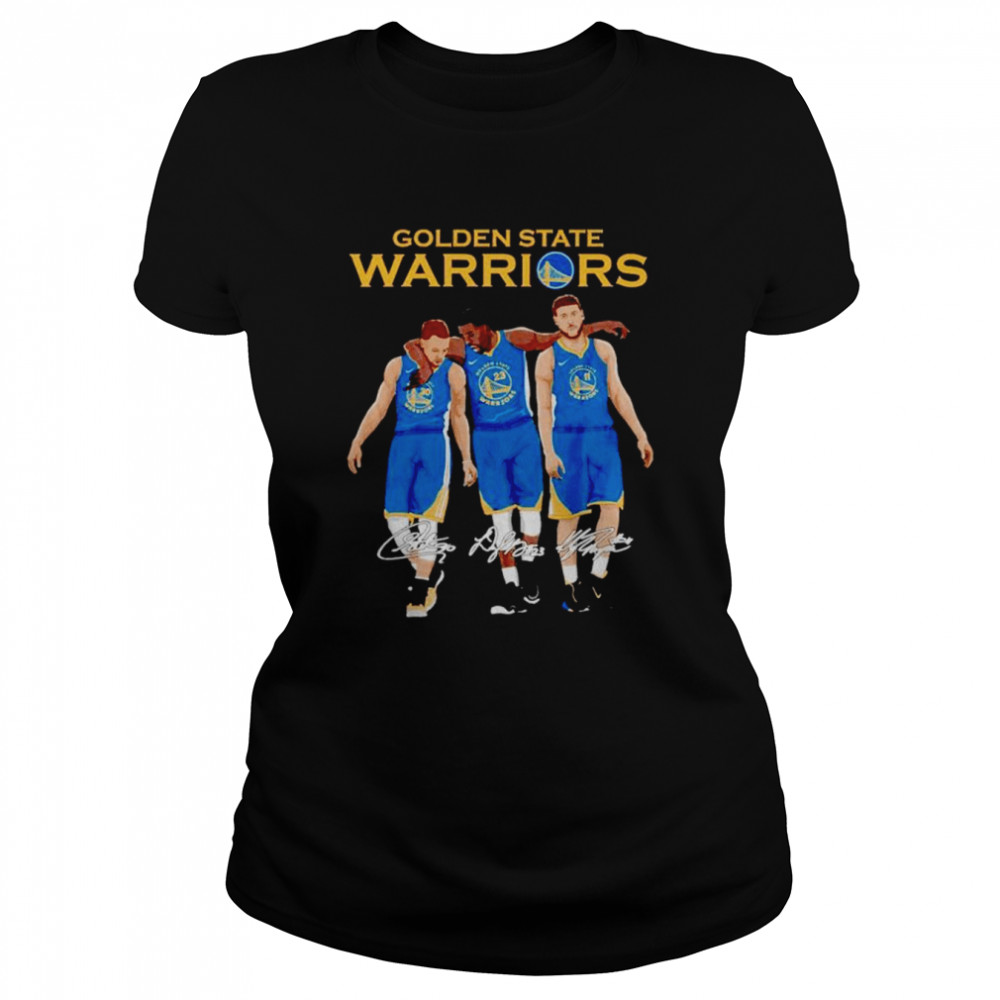 golden state warriors curry green thompson signatures shirt classic womens t shirt