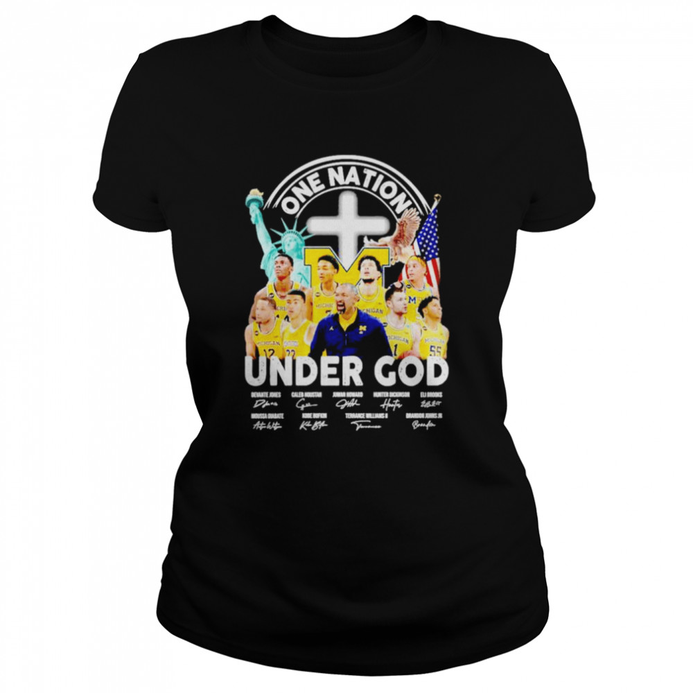 Michigan Wolverines One nation under God signatures T-shirt Classic Women's T-shirt