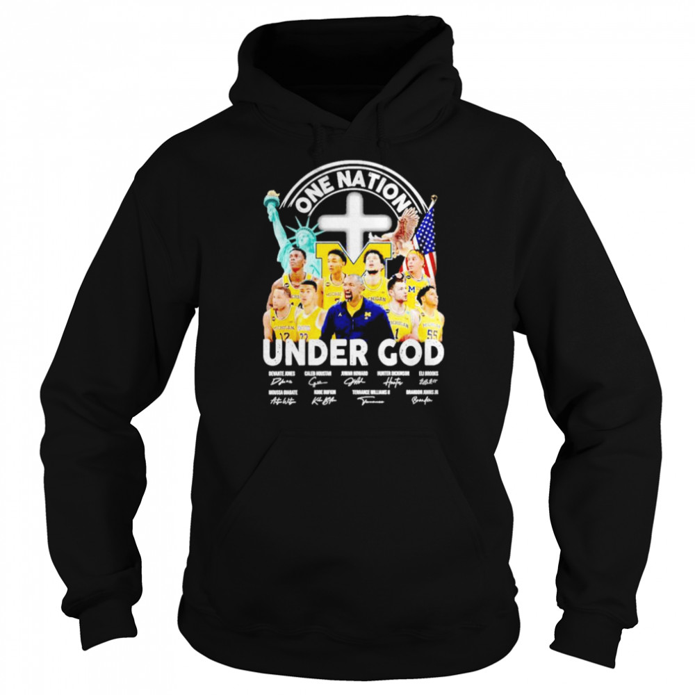 michigan wolverines one nation under god signatures t shirt unisex hoodie