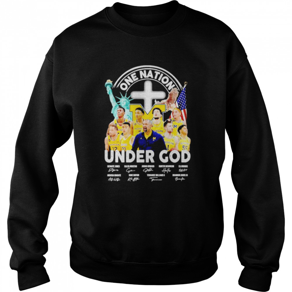 Michigan Wolverines One nation under God signatures T-shirt Unisex Sweatshirt