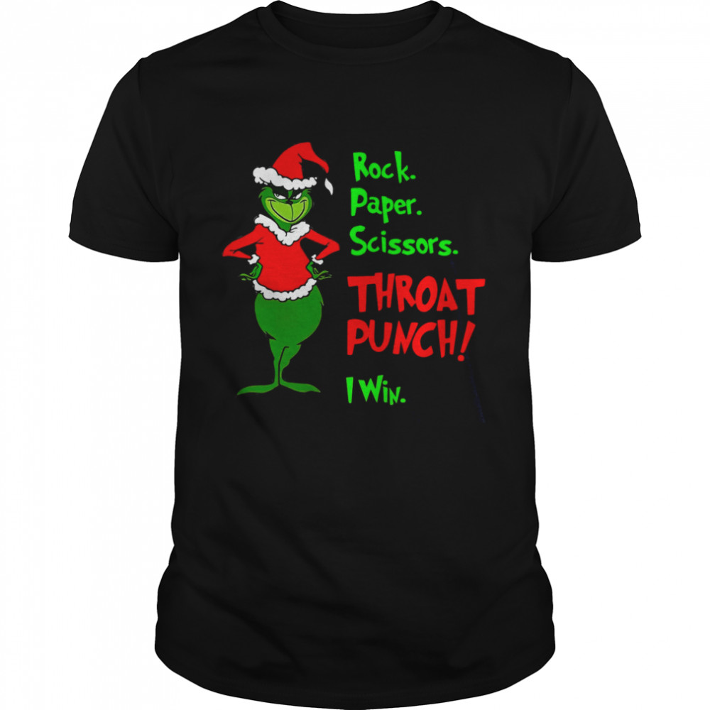 Rock Paper Scissors Throat Punch I Win Grinch Christmas Shirt Kingteeshop