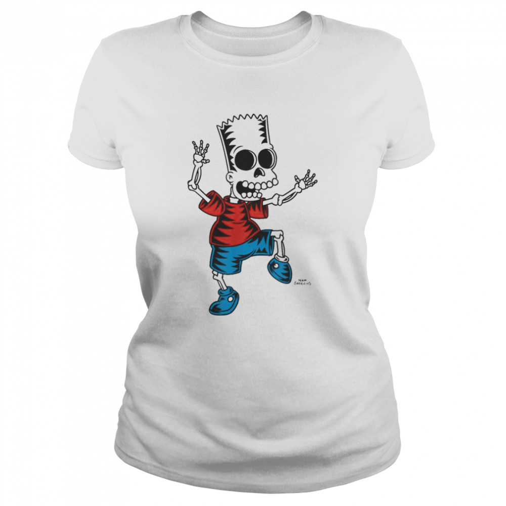 the simpsons bart skeleton treehouse of horror halloween t classic womens t shirt