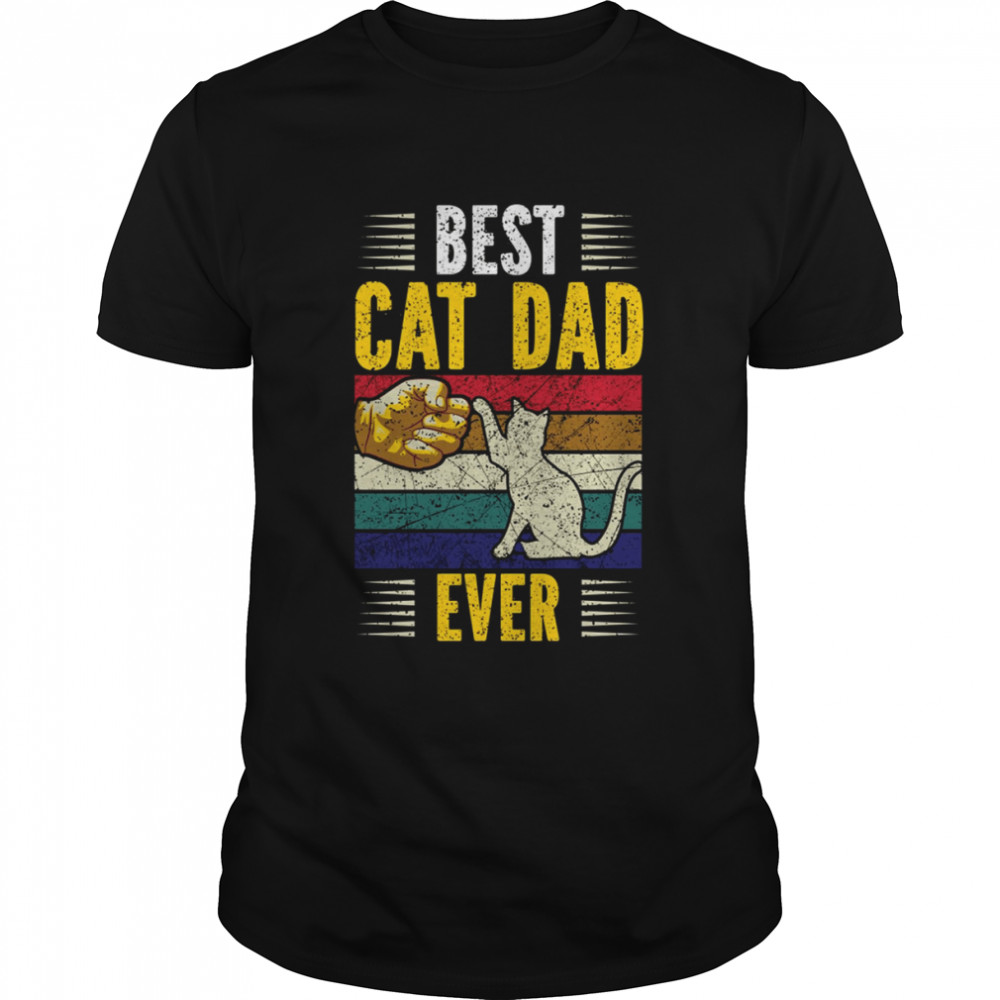 Vintage Best Cat Dad Ever Gold Personalized Cat Dad  Classic Men's T-shirt