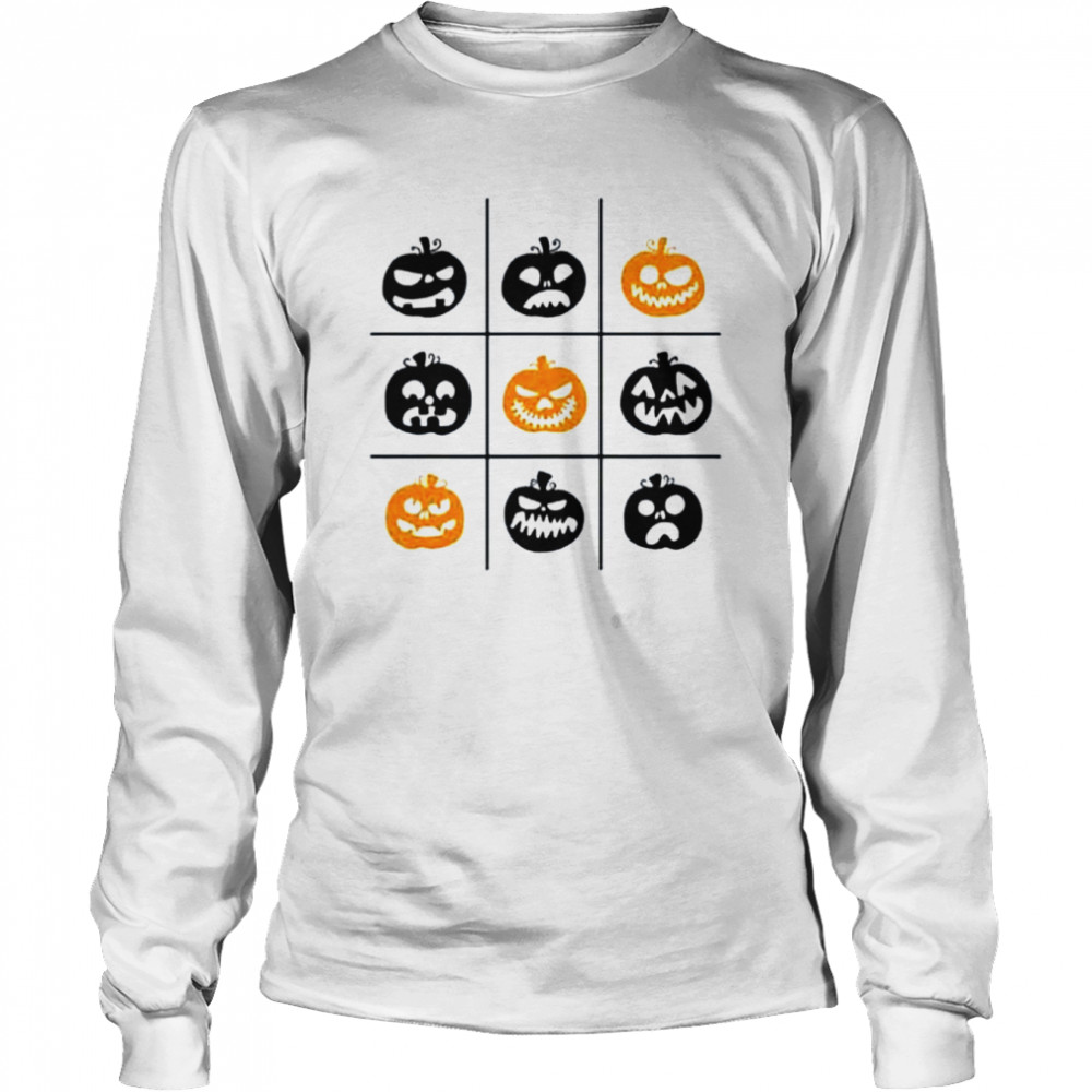 Checkered Pumpkin Heads Halloween Party shirt Long Sleeved T-shirt
