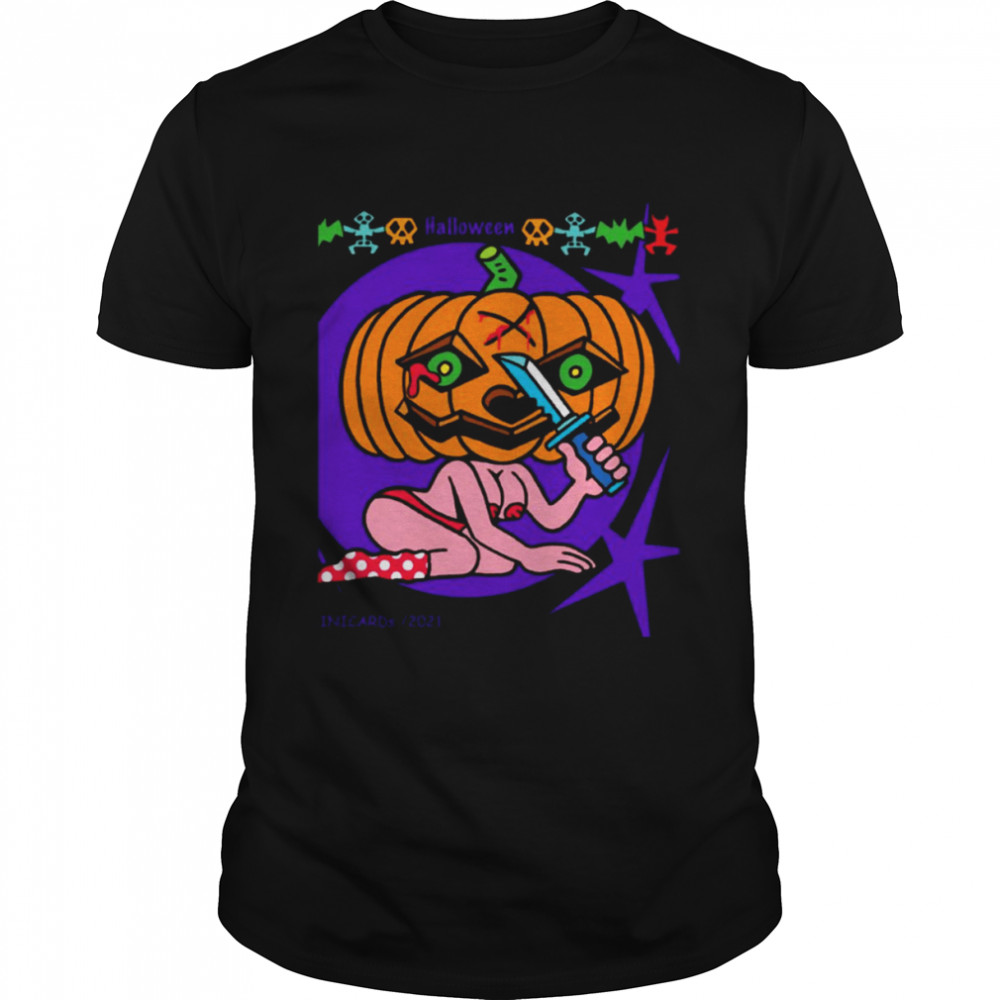 Halloween Scary Pumpkin Head Sexy Woman Body shirt Classic Men's T-shirt