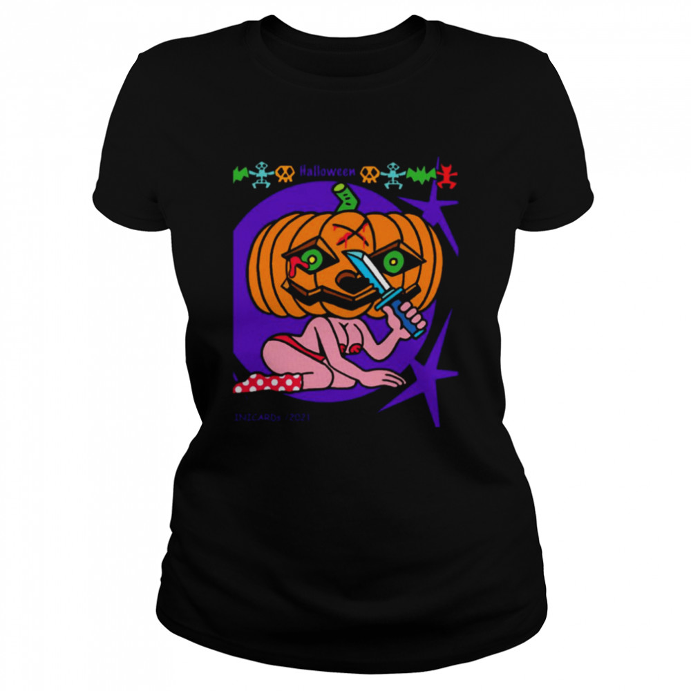 Halloween Scary Pumpkin Head Sexy Woman Body shirt Classic Women's T-shirt