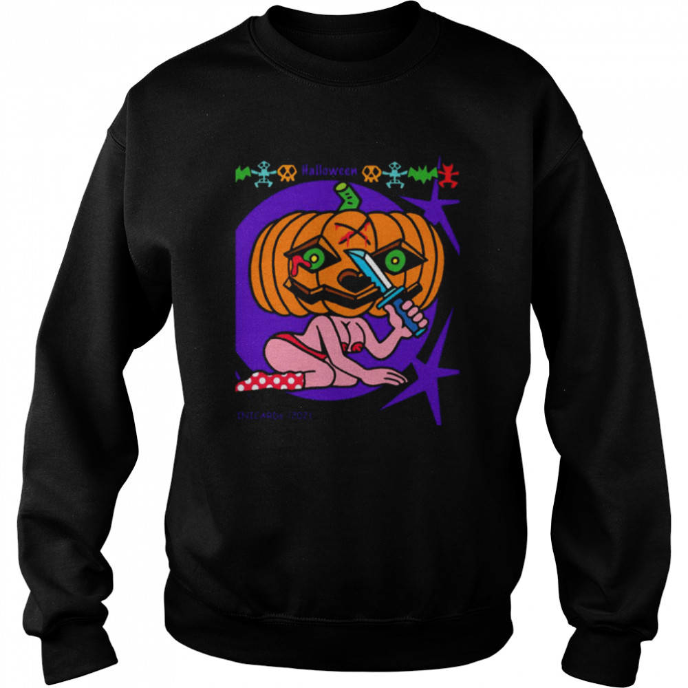 Halloween Scary Pumpkin Head Sexy Woman Body shirt Unisex Sweatshirt
