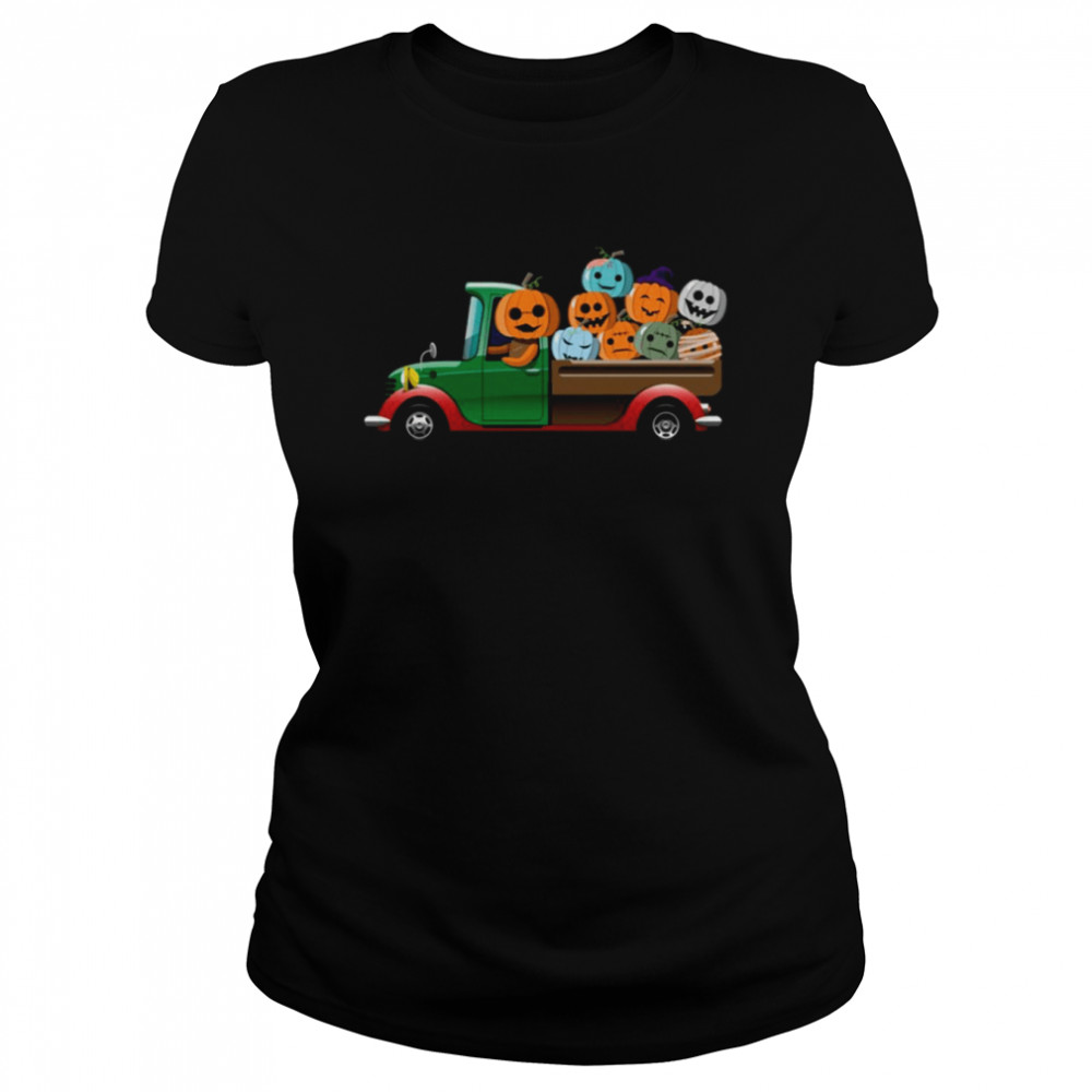 Halloween Truck With Scary Pumpkin Heads shirt Classic Women's T-shirt