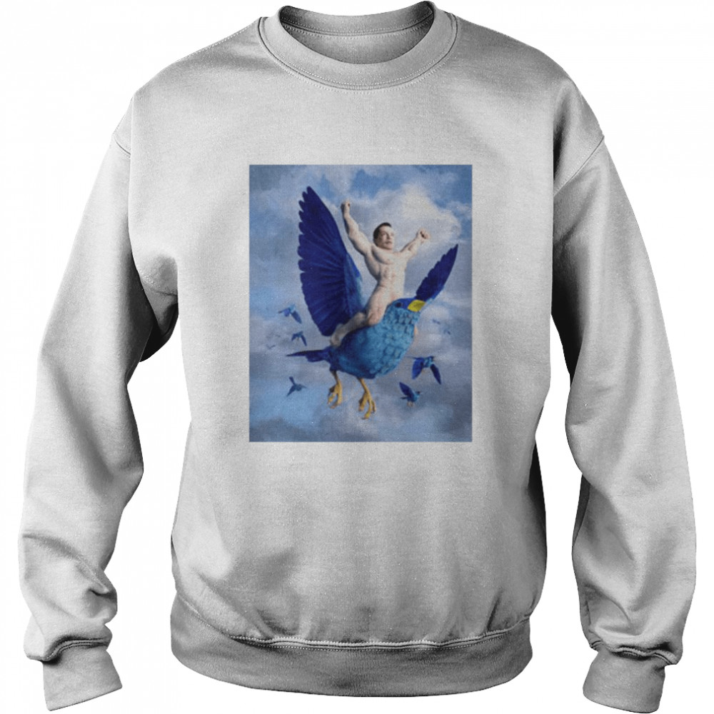 elon Musk ridding Twitter bird shirt Unisex Sweatshirt