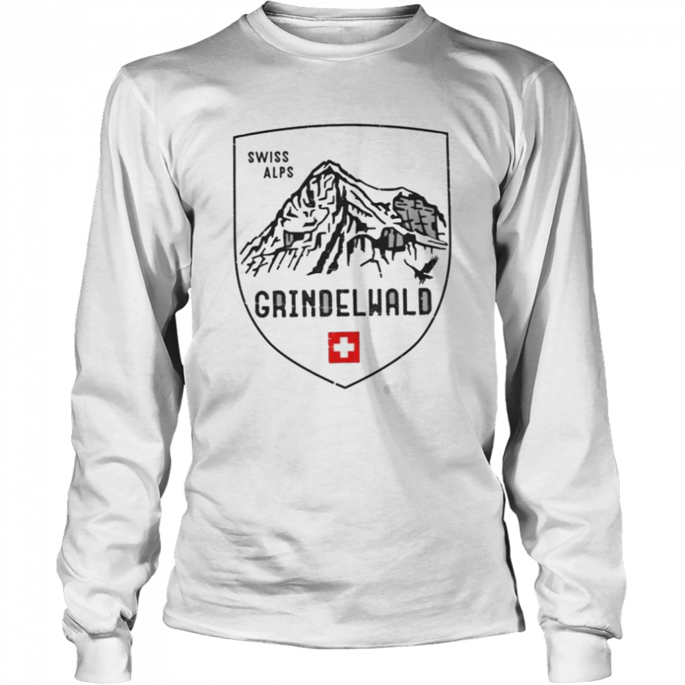 grindelwald mountain emblem switzerland shirt long sleeved t shirt