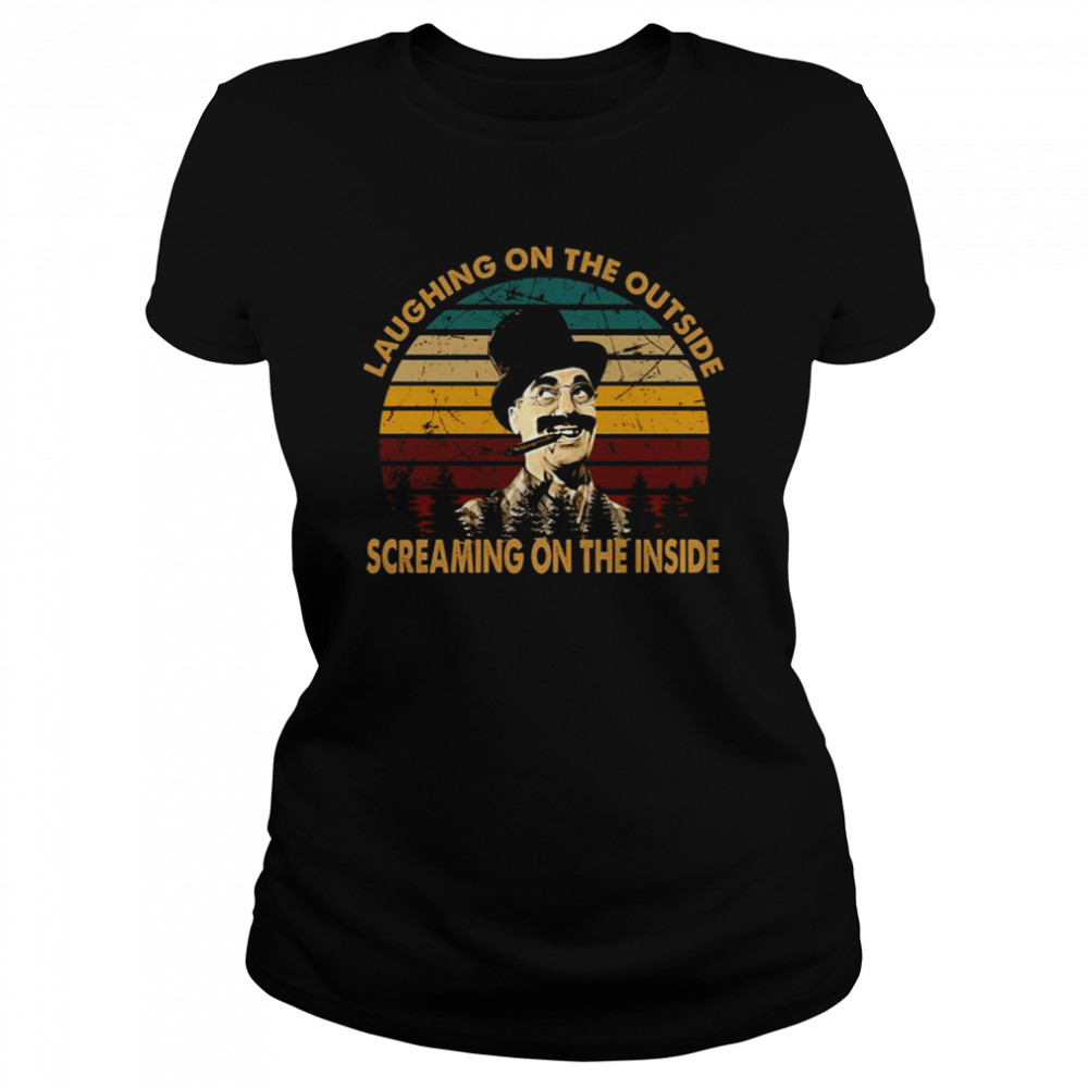 laughing on the outside man german political shirt classic womens t shirt