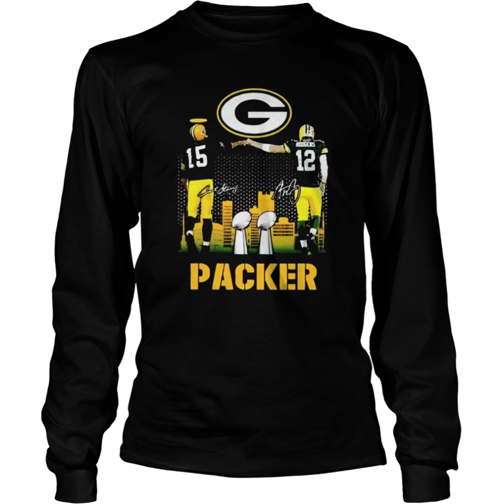 teeruto bart starr aaron rodgers signature super bowl 2022 green bay packers t long sleeved t shirt