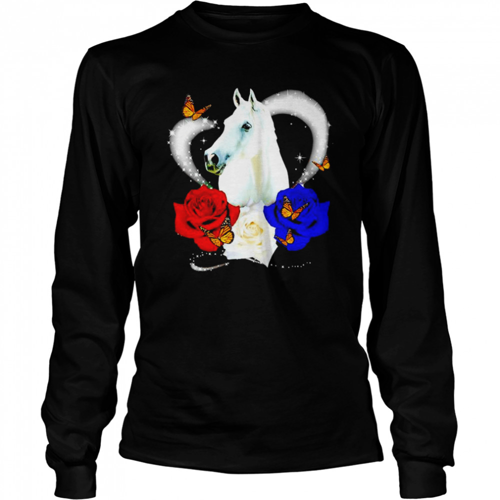 horse love flower shirt long sleeved t shirt
