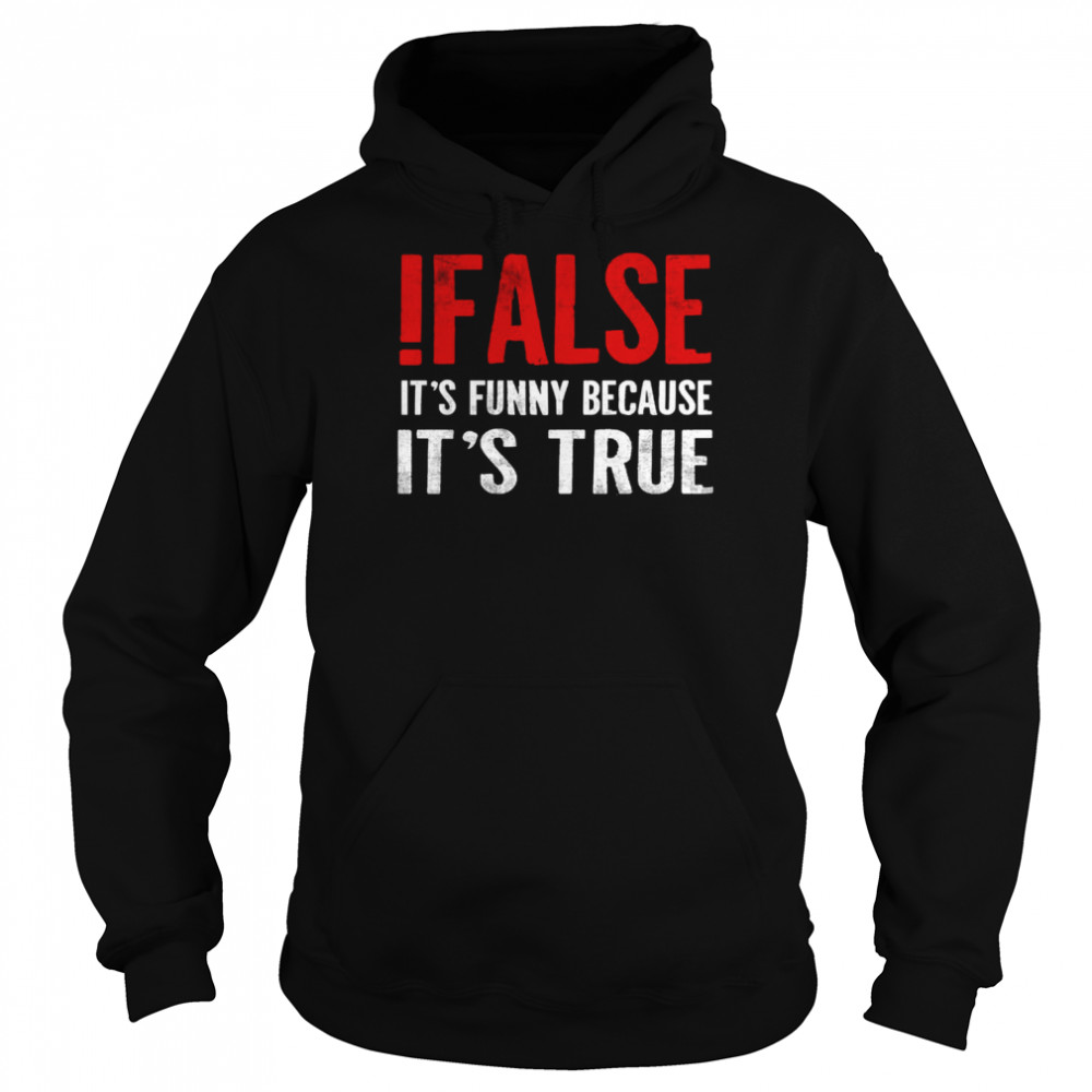 its funny because its true programmer quote geek shirt unisex hoodie