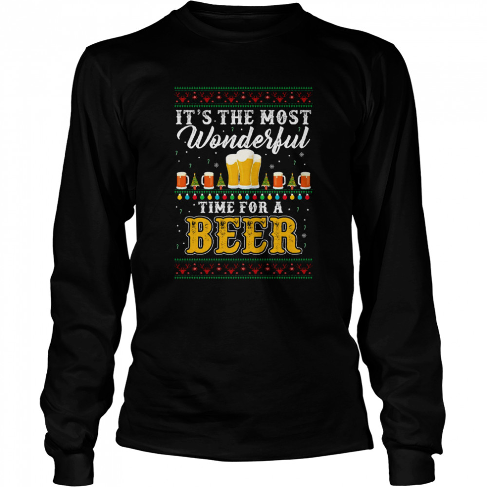 its the most wonderful time for a beer funny ugly christmas shirt long sleeved t shirt