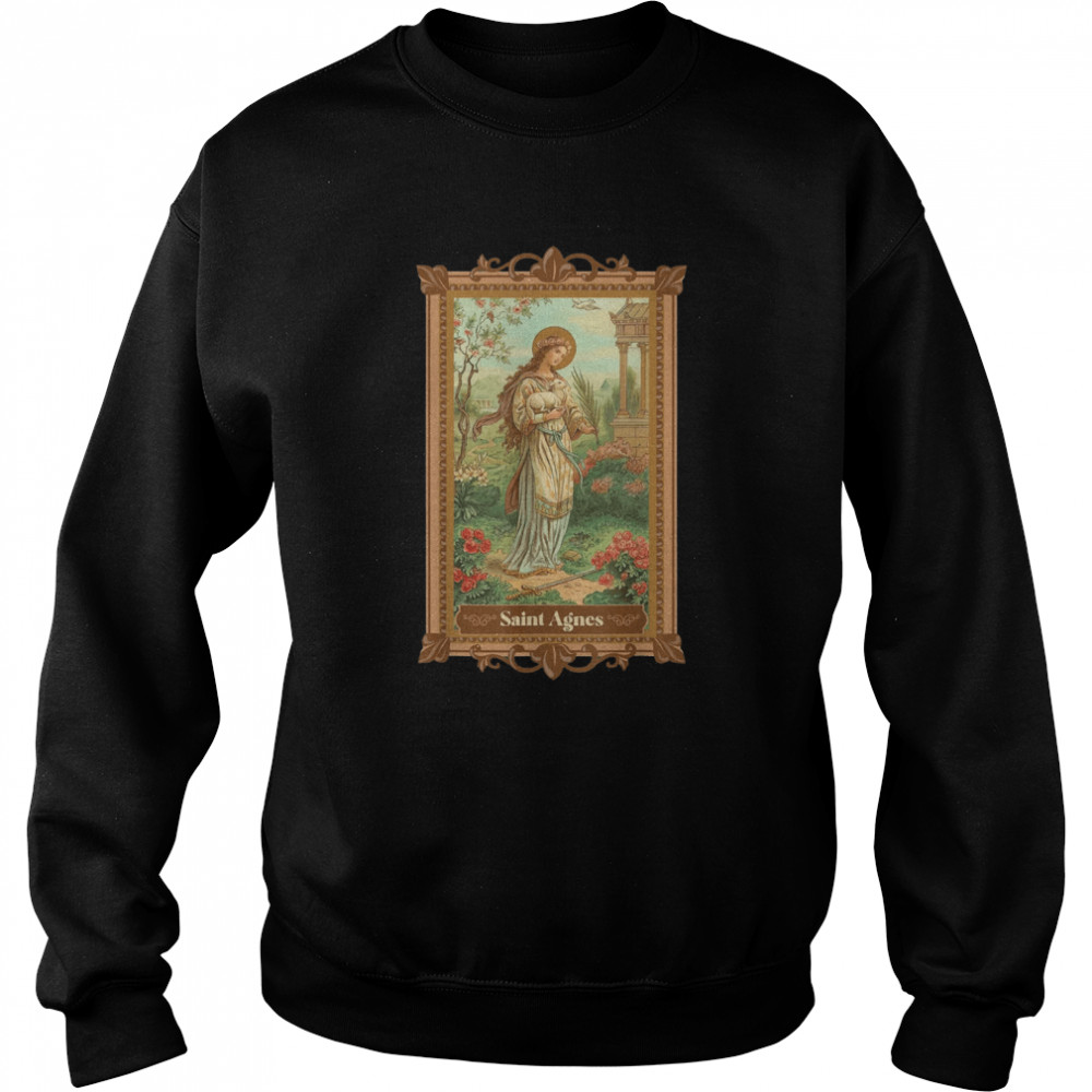 st agnes of rome prayer card vintage catholic art saints t unisex sweatshirt