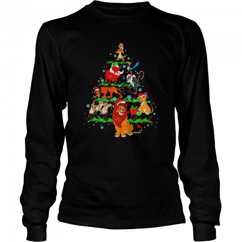 Santa Lion Monkey Tree Merry Christmas shirt Long Sleeved T-shirt