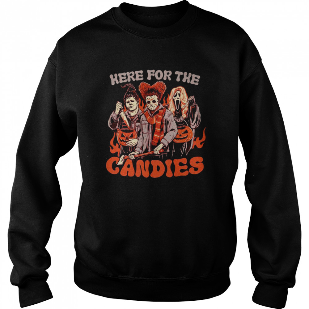 Hocus Pocus Horror movie Here for the candies shirt Unisex Sweatshirt