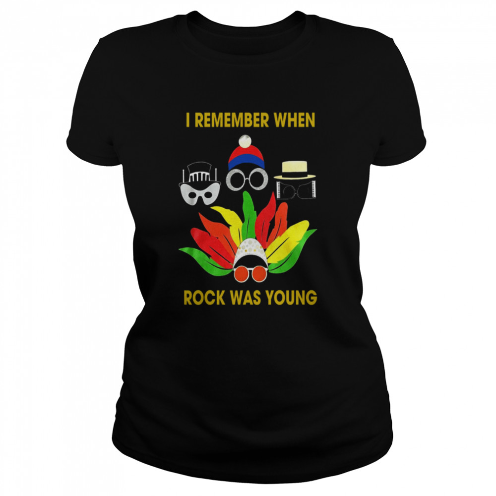 I Remember When Rock Was Young Yellow Farewell Elton John Gift For Fans And Lovers shirt Classic Women's T-shirt