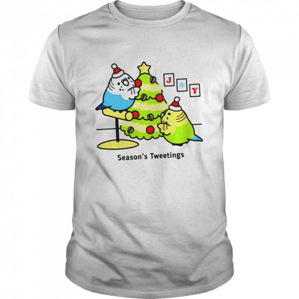 Chibi Parrots Season’s Tweetings Chubby Budgies shirt Classic Men's T-shirt