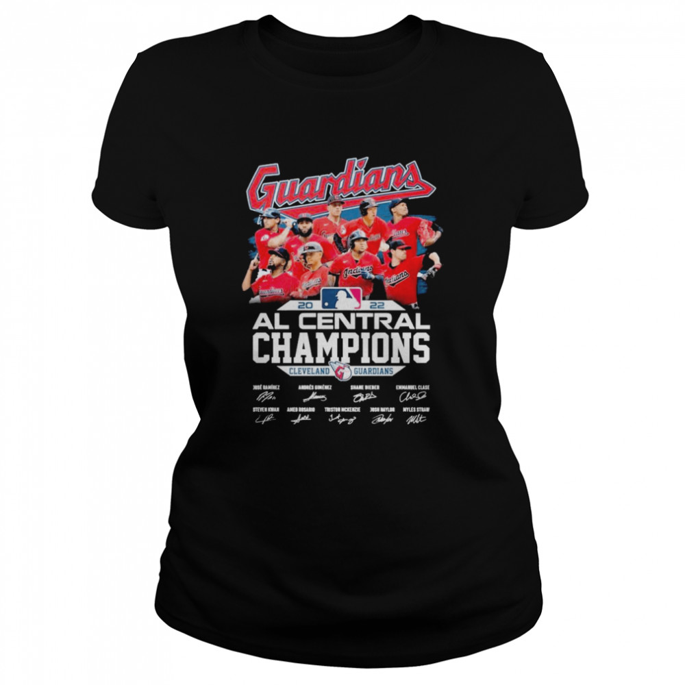 Cleveland Guardians MLB 2022 Al Central Division Champions signatures shirt Classic Women's T-shirt
