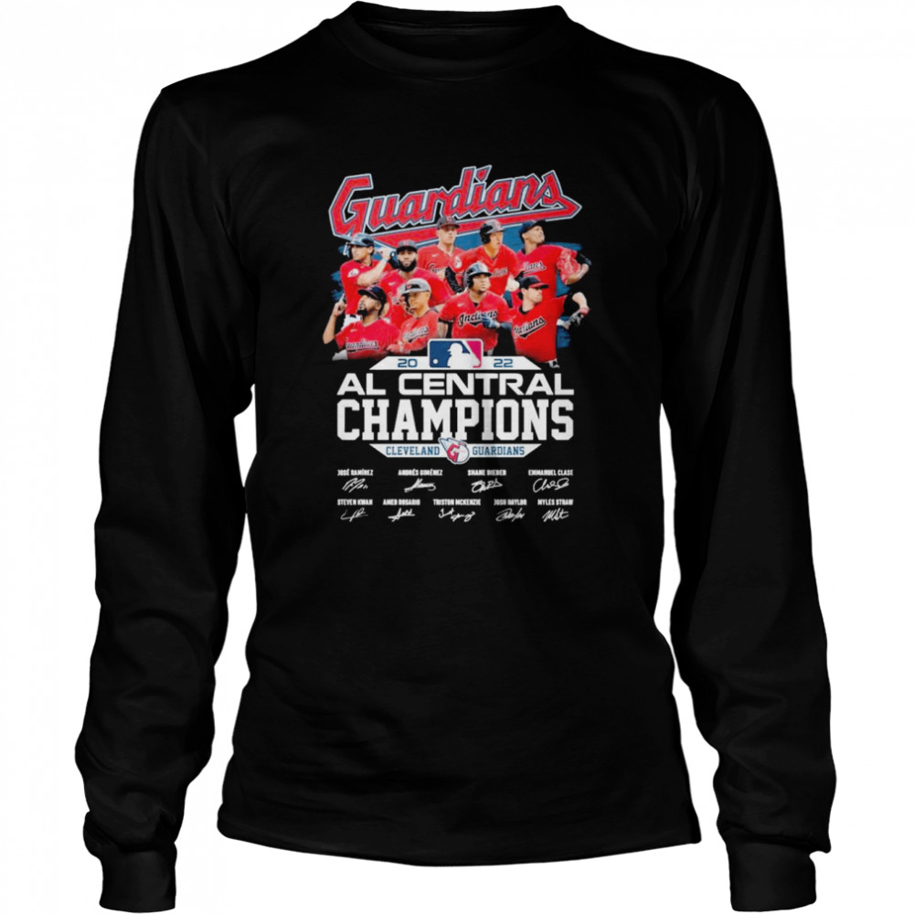 Cleveland Guardians MLB 2022 Al Central Division Champions signatures shirt Long Sleeved T-shirt