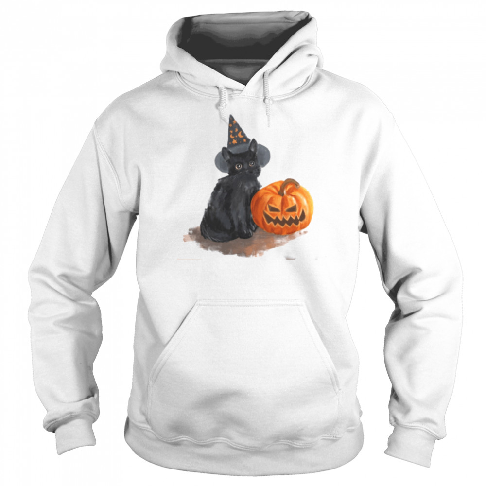 Black Cat Pumpkin Fall Ghost Cat Pumpkin Jack O Lantern shirt Unisex Hoodie