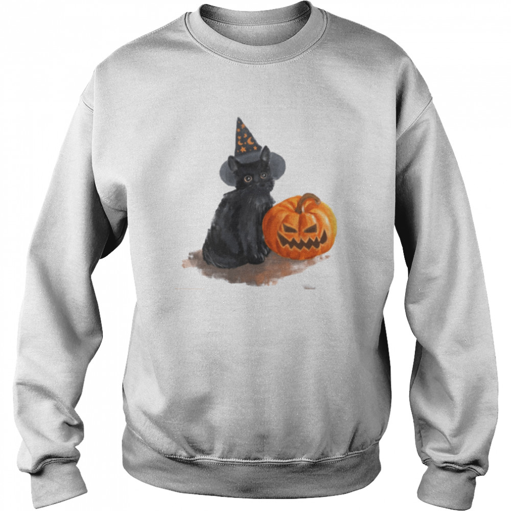 Black Cat Pumpkin Fall Ghost Cat Pumpkin Jack O Lantern shirt Unisex Sweatshirt