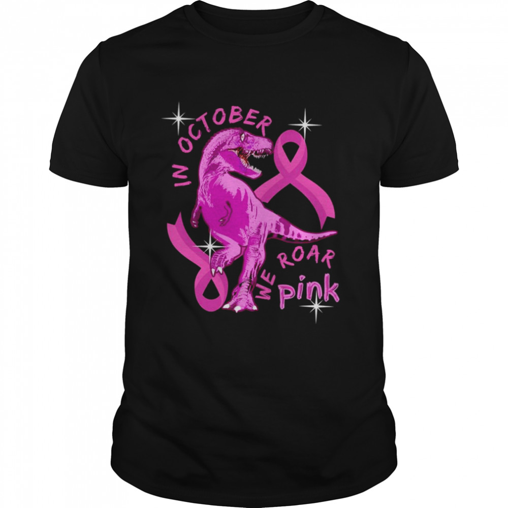 Breast Cancer In October We Wear Pink Dinosaurs Family shirt Classic Men's T-shirt