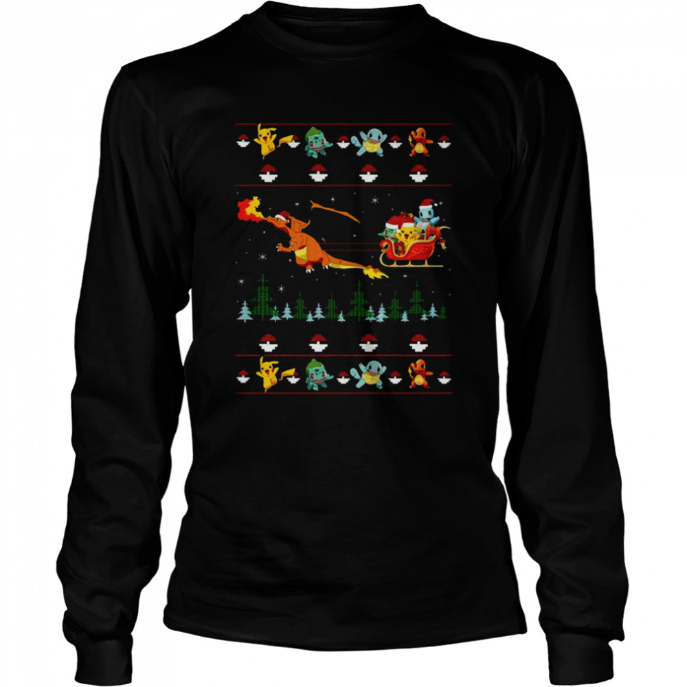 Friends Pokemon Christmas T- Long Sleeved T-shirt