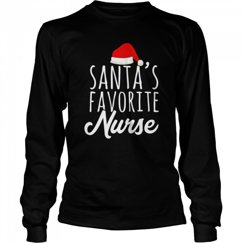 Funny Santa’s Favorite Nurse Christmas Nurse T- Long Sleeved T-shirt
