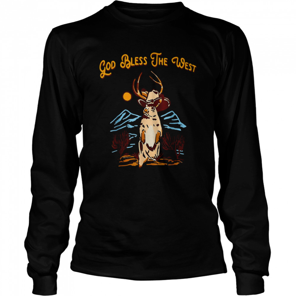 God Bless The Vintage West Cowboy Music Country Southern T- Long Sleeved T-shirt