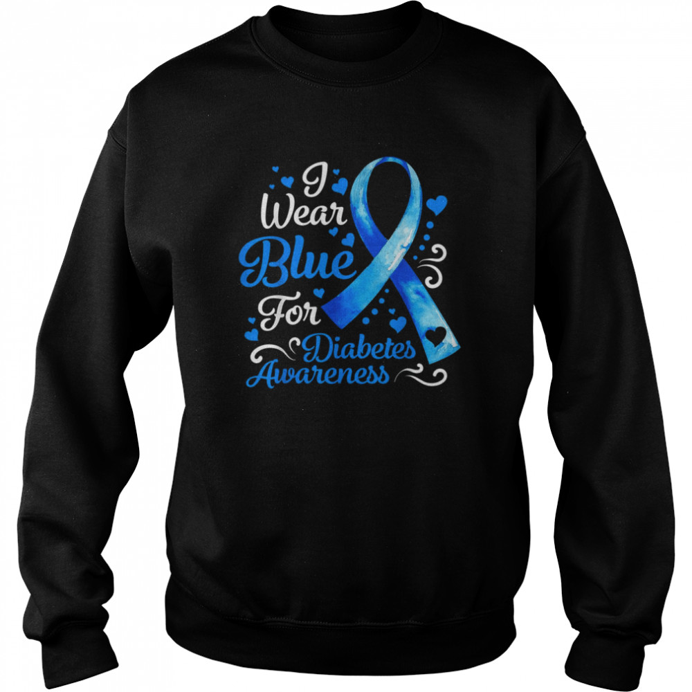 In November We Wear Blue Ribbon Diabetes Awareness Month T- Unisex Sweatshirt