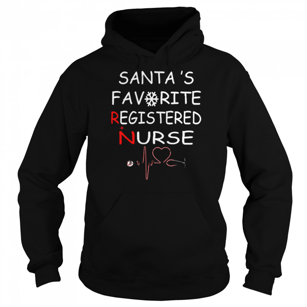 Red Santa’s Favorite Home Health Nurse Christmas T- Unisex Hoodie