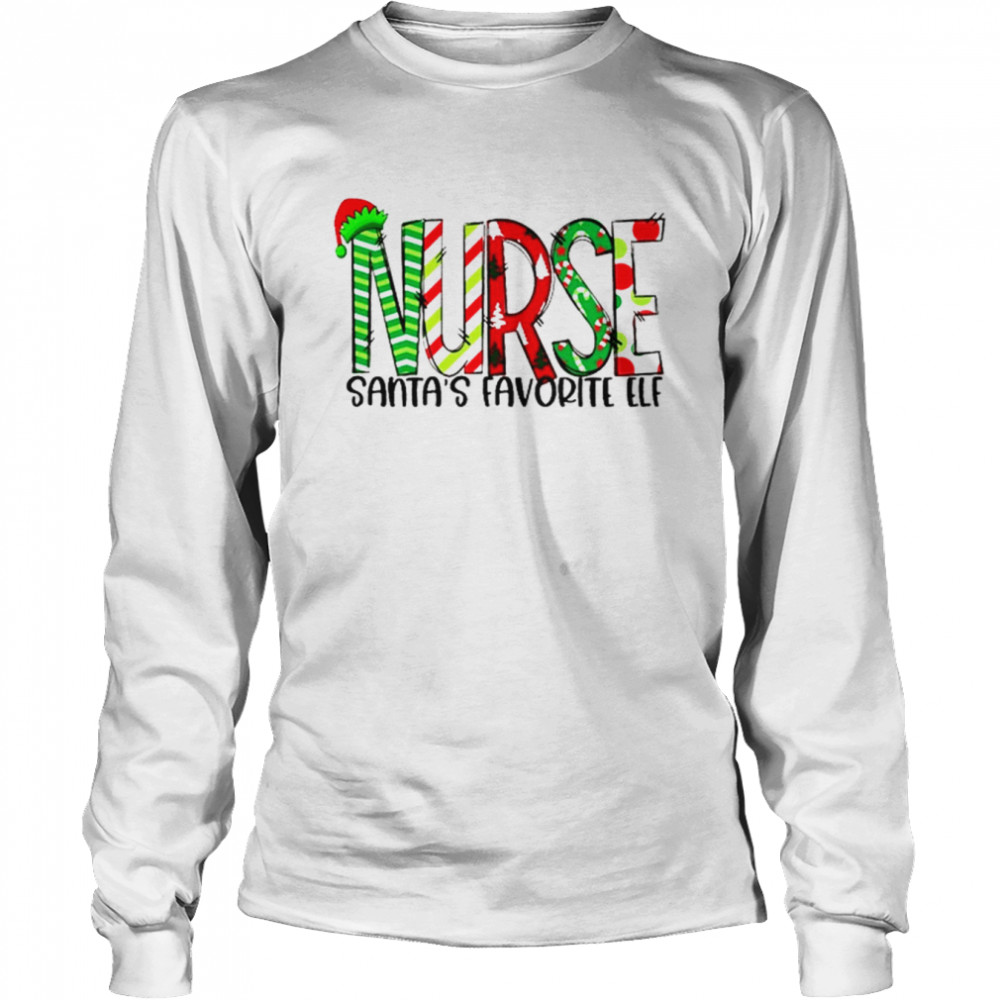 Santa’s Favorite Elf Nurse Christmas T- Long Sleeved T-shirt