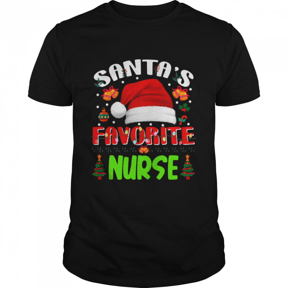 Santa’s Favorite Nurse Funny Christmas Xmas Tree Winter Nurse Christmas T- Classic Men's T-shirt