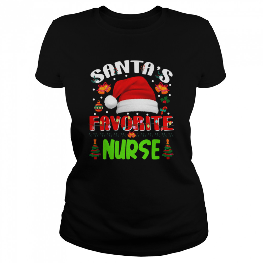 Santa’s Favorite Nurse Funny Christmas Xmas Tree Winter Nurse Christmas T- Classic Women's T-shirt